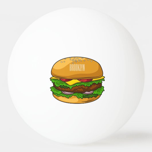 Hamburger cartoon illustratie pingpongbal (Voorkant)
