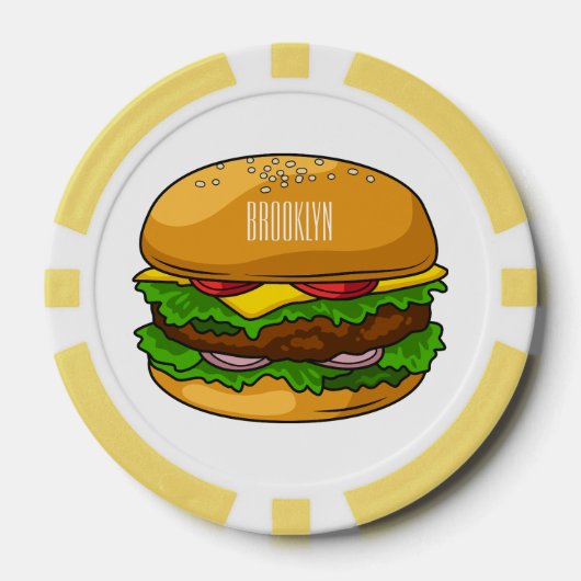 Hamburger cartoon illustratie poker chips (Voorkant)