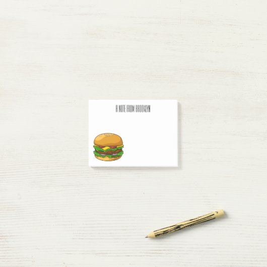 Hamburger cartoon illustratie post-it® notes (Op bureau)