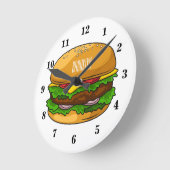 Hamburger cartoon illustratie ronde klok (Hoek)