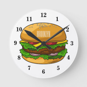 Hamburger cartoon illustratie ronde klok