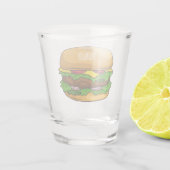 Hamburger cartoon illustratie shot glas (Achterkant)