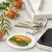 Hamburger cartoon illustratie sleutelhanger (Voorkant Rechts)