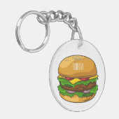 Hamburger cartoon illustratie sleutelhanger (Voorkant Links)