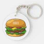 Hamburger cartoon illustratie sleutelhanger (Achterkant)