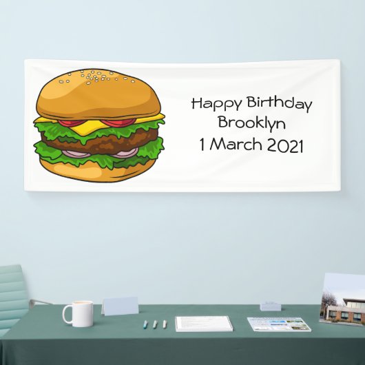 Hamburger cartoon illustratie spandoek (Beurs)