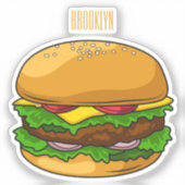 Hamburger cartoon illustratie sticker (Voorkant)