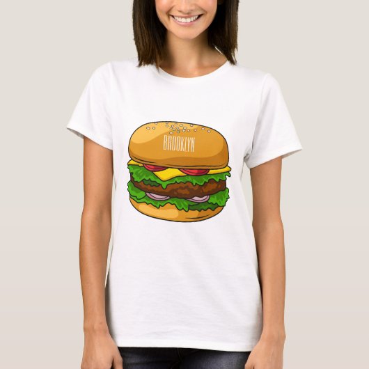 Hamburger cartoon illustratie t-shirt (Voorkant)