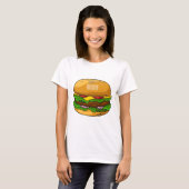 Hamburger cartoon illustratie t-shirt (Voorkant volledig)