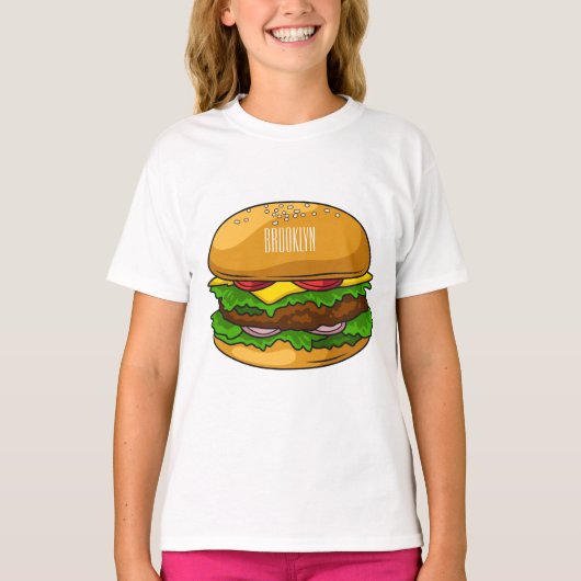 Hamburger cartoon illustratie t-shirt (Voorkant)