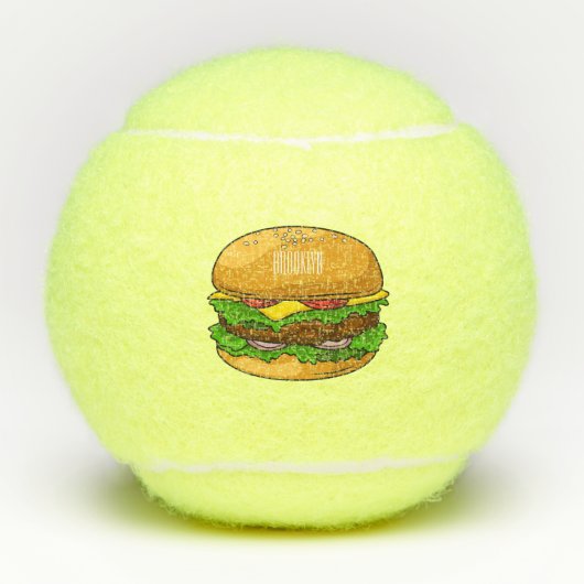 Hamburger cartoon illustratie tennisballen (Voorkant)