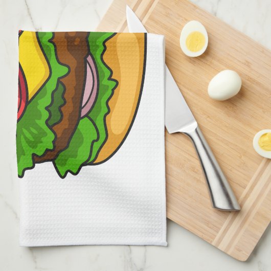 Hamburger cartoon illustratie theedoek (Quarter Fold)