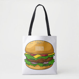Hamburger cartoon illustratie tote bag