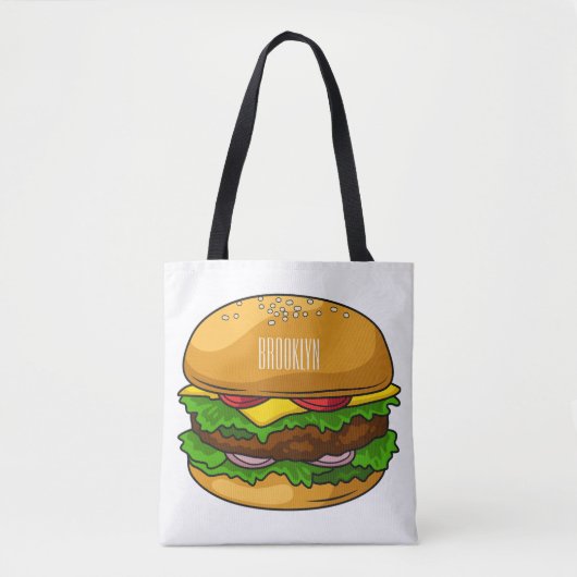 Hamburger cartoon illustratie tote bag (Voorkant)