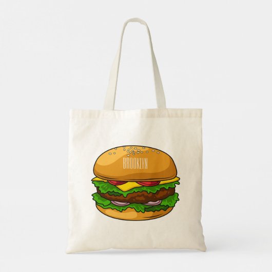 Hamburger cartoon illustratie tote bag (Achterkant)