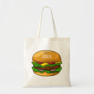 Hamburger cartoon illustratie tote bag