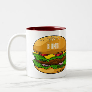 Hamburger cartoon illustratie tweekleurige koffiemok