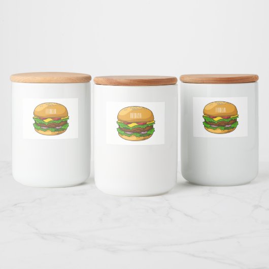 Hamburger cartoon illustratie voedselcontainer etiket (Flessen)