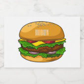 Hamburger cartoon illustratie voedselcontainer etiket (Enkel label)