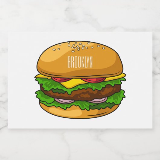 Hamburger cartoon illustratie voedselcontainer etiket (Enkel label)