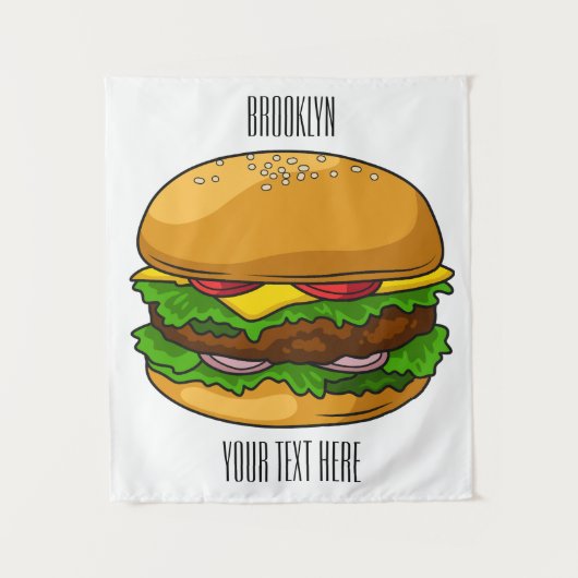 Hamburger cartoon illustratie wandkleed (Voorkant)