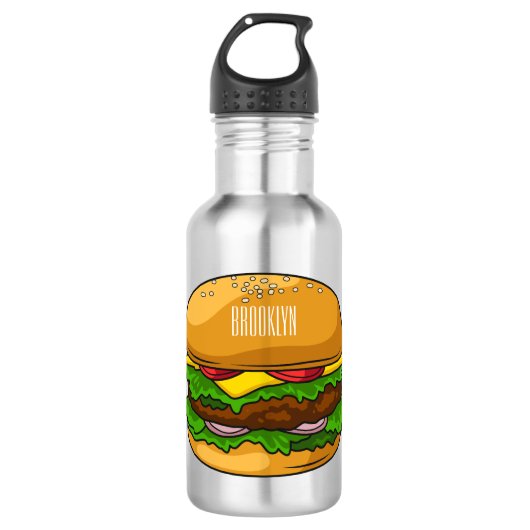 Hamburger cartoon illustratie waterfles (Voorkant)