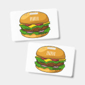 Hamburger cartoonillustratie badge (Voor- en achterkant)