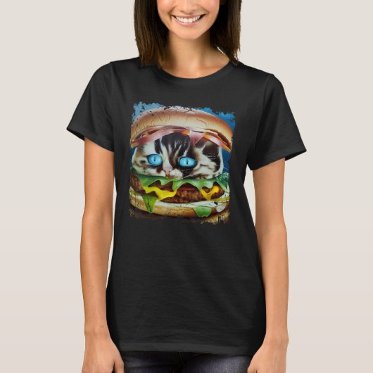 Hamburger Cat Catburger Burger & Cat Hybrid Art T-shirt (Voorkant)