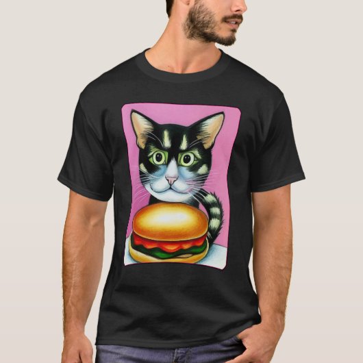 Hamburger Cat Catburger Burger Spint gemiddelde ka T-shirt (Voorkant)