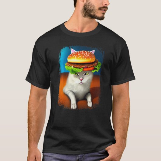 Hamburger Cat Catburger Burger Spint gemiddelde ka T-shirt (Voorkant)