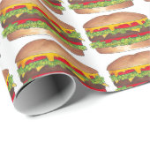 Hamburger Cheese Burger Cheeseburger Fast Food Cadeaupapier (Rol Hoek)