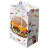 Hamburger Cheese Fast Food BBQ Diner Medium Cadeauzakje (Voorkant Gekanteld)