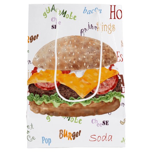 Hamburger Cheese Fast Food BBQ Diner Medium Cadeauzakje (Achterkant)