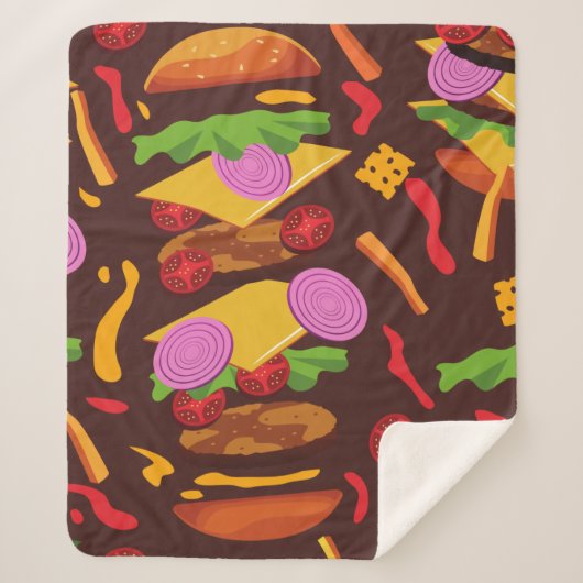 hamburger cheeseburger brown sherpa deken (Voorkant)