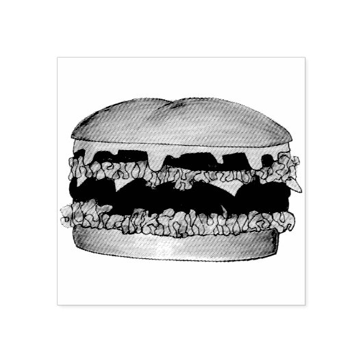 Hamburger Cheeseburger Burger Fast Food Stamp Rubberstempel (Afrduk)