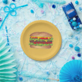 Hamburger Cheeseburger Fast Food Cheese Burger Papieren Bordje (Feest)