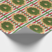 Hamburger cheeseburger holly krans rood groen cadeaupapier (Hoek)