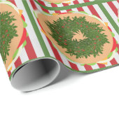 Hamburger cheeseburger holly krans rood groen cadeaupapier (Rol Hoek)