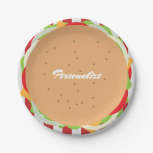 Hamburger cheeseburger leuk café eettent gestreept papieren bordje