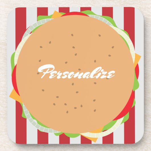 Hamburger cheeseburger schattig café bier onderzetter (Voorkant)