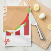 Hamburger cheeseburger schattig café gestreept din theedoek (Quarter Fold)