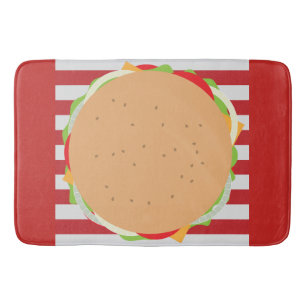 Hamburger cheeseburger schattig café gestreept rec badmat