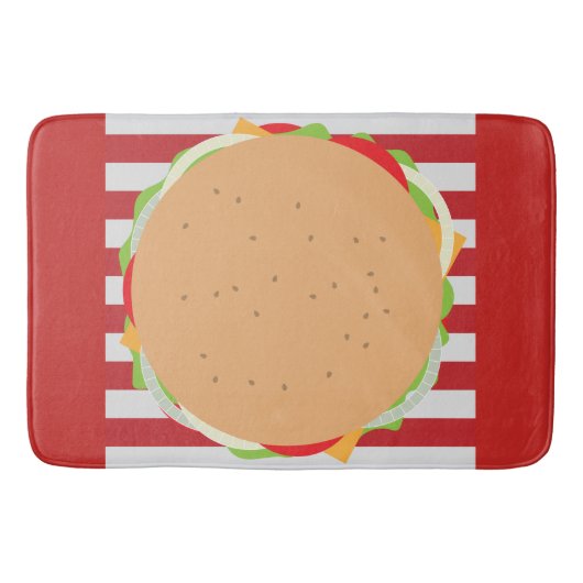 Hamburger cheeseburger schattig café gestreept rec badmat (Voorkant)