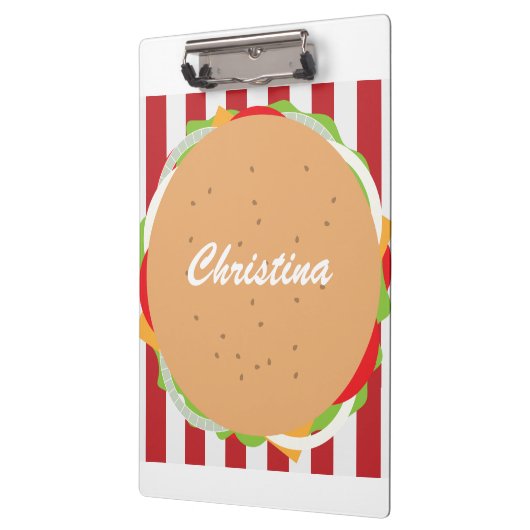 Hamburger cheeseburger schattig café gestreept roo klembord (Links)