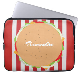 Hamburger cheeseburger schattig café gestreept roo laptop sleeve