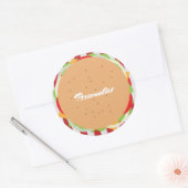 Hamburger cheeseburger schattig café gestreept roo ronde sticker (Envelop)