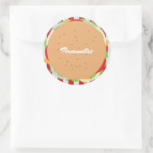 Hamburger cheeseburger schattig café gestreept roo ronde sticker (Tas)