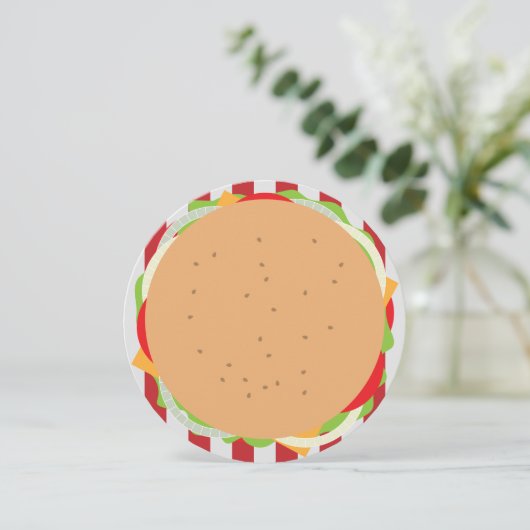 Hamburger cheeseburger schattig café kaart (Staand voorkant)