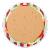 Hamburger cheeseburger schattig cafe look gestreep keramische knop (Voorkant)