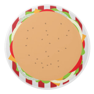 Hamburger cheeseburger schattig cafe look gestreep keramische knop